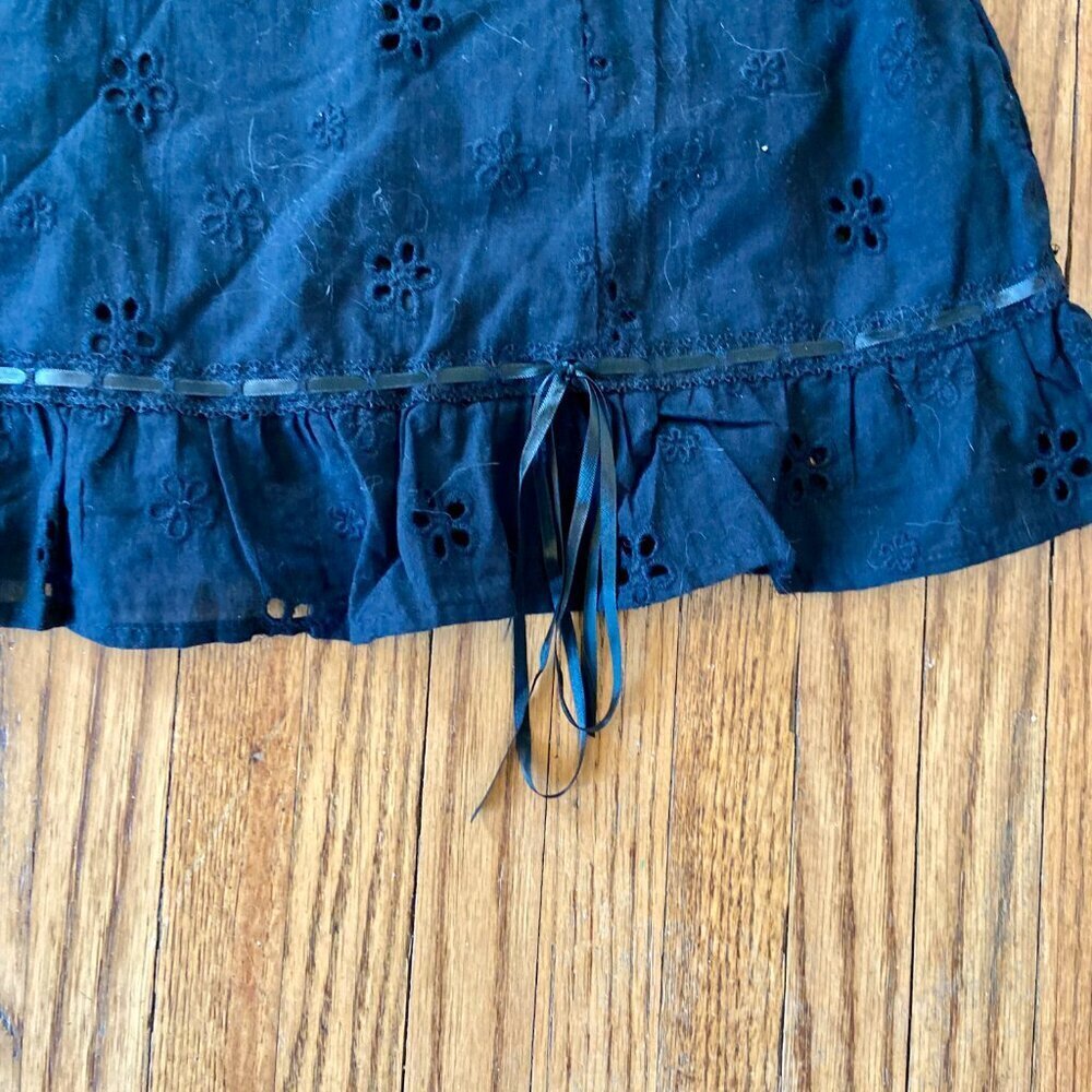 Princess Polly Black Strapless Mini Dress Eyelet Milkmaid Tie Lace 2 Floral Top - Picture 4 of 8